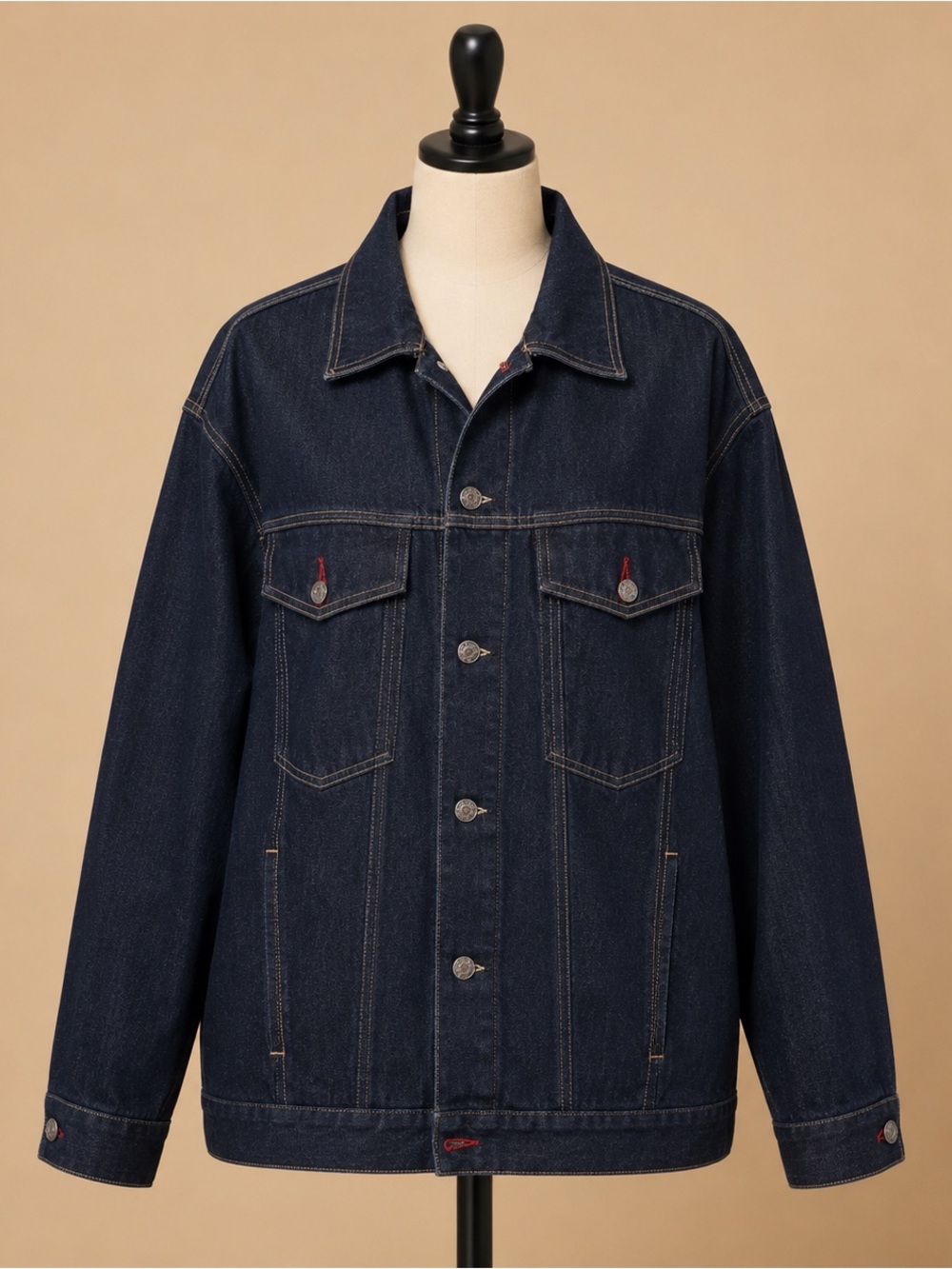 Men's Indigo Denim Trucker Jacket - Military & Field Style